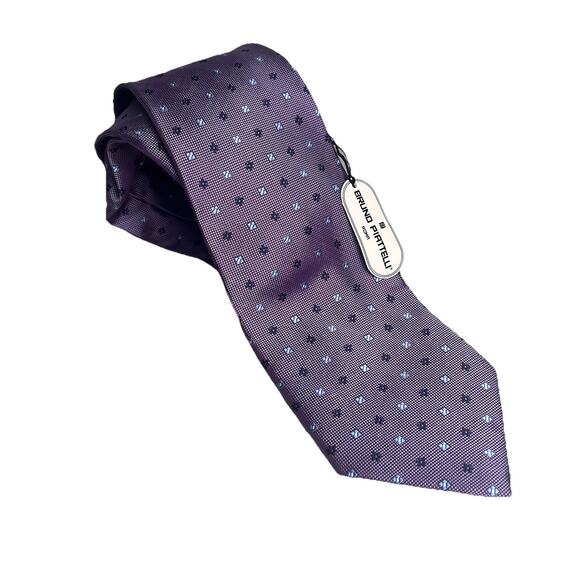 Bruno Piattelli Other - Bruno Piattelli Silk Tie Italy Purple Geometric Print Hand Made Classic 50" NWT